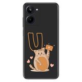 Senada Realme 10 4G ile Uyumlu Kılıf Resimli Desenli Silikon Kedili Ü Harfi