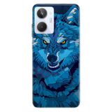 Senada Realme 10 ile Uyumlu Kılıf Silikon Desenli Resimli UV Kapak Mavi Çizim Kurt