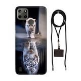 Senada Realme C21Y C25Y ile Uyumlu Kılıf Big Cat Desenli Silikon İpli Boyun Askı Aparatı