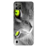Senada Realme C21Y C25Y İle Uyumlu Kılıf Desenli Baskılı Silikon Sarı Göz Kedi