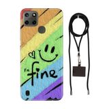 Senada Realme C21Y C25Y ile Uyumlu Kılıf Fine Desenli Silikon İpli Boyun Askı Aparatı