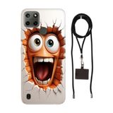 Senada Realme C21Y C25Y ile Uyumlu Kılıf Funny Desenli Silikon İpli Boyun Askı Aparatı