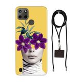 Senada Realme C21Y C25Y ile Uyumlu Kılıf Gerçeküstü Desenli Silikon İpli Boyun Askı Aparatı