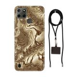 Senada Realme C21Y C25Y ile Uyumlu Kılıf Golden Hill Desenli Silikon İpli Boyun Askı Aparatı
