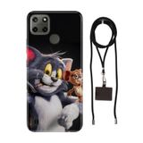 Senada Realme C21Y C25Y ile Uyumlu Kılıf Jerry veTom Desenli Silikon İpli Boyun Askı Aparatı