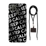 Senada Realme C21Y C25Y ile Uyumlu Kılıf KeepCalm Desenli Silikon İpli Boyun Askı Aparatı