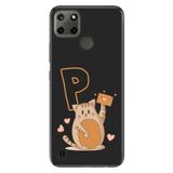 Senada Realme C21Y C25Y ile Uyumlu Kılıf Resimli Desenli Silikon Kedili P Harfi