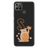 Senada Realme C21Y C25Y ile Uyumlu Kılıf Resimli Desenli Silikon Kedili Ş Harfi