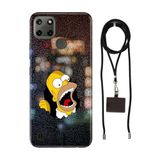 Senada Realme C21Y C25Y ile Uyumlu Kılıf SimpsonKarakter Collage Desenli Silikon İpli Boyun Askı Aparatı