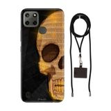 Senada Realme C21Y C25Y ile Uyumlu Kılıf Skull Art Desenli Silikon İpli Boyun Askı Aparatı