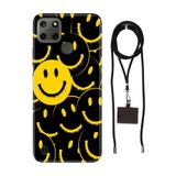 Senada Realme C21Y C25Y ile Uyumlu Kılıf Smile Yellow Desenli Silikon İpli Boyun Askı Aparatı
