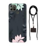 Senada Realme C21Y C25Y ile Uyumlu Kılıf Spring Desenli Silikon İpli Boyun Askı Aparatı