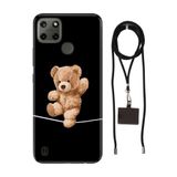 Senada Realme C21Y C25Y ile Uyumlu Kılıf Teddy-Bear Cambaz Desenli Silikon İpli Boyun Askı Aparatı