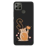 Senada Realme C21Y C25Y ile Uyumlu Kılıf Temalı UV Motifli Silikon Kedili Ş Harfi