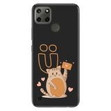 Senada Realme C21Y C25Y ile Uyumlu Kılıf Temalı UV Motifli Silikon Kedili Ü Harfi
