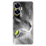Senada Realme C55 İle Uyumlu Kılıf Silikon Desenli Tam Koruma Resimli Kapak Sarı Göz Kedi