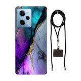 Senada Redmi Note 12 Pro 5g ile Uyumlu Kılıf Altın Tozu Resimli Silikon İpli Boyun Askı Aparatı