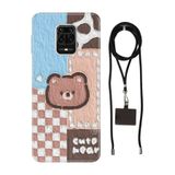 Senada Redmi Note Oneplus 9 Pro ile Uyumlu Kılıf Ayıcık Desenli Silikon İpli Boyun Askı Aparatı
