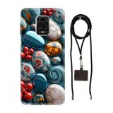 Senada Redmi Note Oneplus 9 Pro ile Uyumlu Kılıf Çakıl Taşları Desenli Silikon İpli Boyun Askı Aparatı