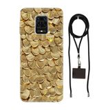Senada Redmi Note Oneplus 9 Pro ile Uyumlu Kılıf Gold Yaprak Resimli Kapak Boyun İpi Telefon Askısı