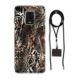 Senada Redmi Note Oneplus 9 Pro ile Uyumlu Kılıf Leopar Sanat Desenli Silikon İpli Boyun Askı Aparatı