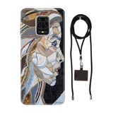 Senada Redmi Note Oneplus 9 Pro ile Uyumlu Kılıf Mozaic Kadın Desenli Silikon İpli Boyun Askı Aparatı