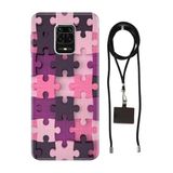 Senada Redmi Note Oneplus 9 Pro ile Uyumlu Kılıf Puzzle Desenli Silikon İpli Boyun Askı Aparatı