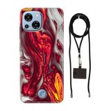 Senada Reeder S23 Pro Max ile Uyumlu Kılıf Red Marbles Silikon İpli Boyun Askı Aparatı