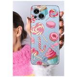 Senada Reeder S23 Pro Max ile Uyumlu Kılıf Reeder S23 Pro Max Şeffaf Silikon Baskılı Cupcake Donut