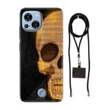 Senada Reeder S23 Pro Max ile Uyumlu Kılıf Skull Art Silikon İpli Boyun Askı Aparatı