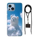 Senada Reeder S23 Pro Max ile Uyumlu Kılıf Teddy Cloud Silikon İpli Boyun Askı Aparatı