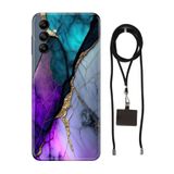 Senada Samsung Galaxy A04s ile Uyumlu Kılıf Altın Tozu Desenli Silikon İpli Boyun Askı Aparatı