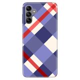 Senada Samsung Galaxy A04S İle Uyumlu Kılıf Silikon Desenli Resimli Kapak Mavi Ekose