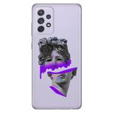 Senada Samsung Galaxy A13 İle Uyumlu Kılıf 0.4Mm Lazer Kesim Silikon Kapak Mor Heykel