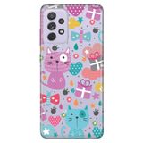 Senada Samsung Galaxy A13 İle Uyumlu Kılıf 0.4Mm Lazer Kesim Silikon Kapak Pembe Kedi