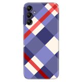 Senada Samsung Galaxy A14 İle Uyumlu Kılıf Silikon Desenli Resimli Kapak Mavi Ekose