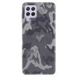 Senada Samsung Galaxy A22 / M22 / M32 ile Uyumlu Kılıf Resimli Desenli Silikon Gri Kamuflaj