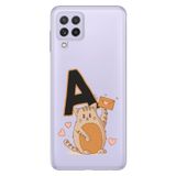 Senada Samsung Galaxy A22 / M22 / M32 ile Uyumlu Kılıf Resimli Desenli Silikon Kedili A Harfi