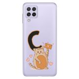 Senada Samsung Galaxy A22 / M22 / M32 ile Uyumlu Kılıf Resimli Desenli Silikon Kedili C Harfi