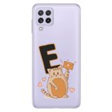Senada Samsung Galaxy A22 / M22 / M32 ile Uyumlu Kılıf Resimli Desenli Silikon Kedili E Harfi