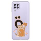 Senada Samsung Galaxy A22 / M22 / M32 ile Uyumlu Kılıf Resimli Desenli Silikon Kedili O Harfi