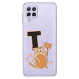 Senada Samsung Galaxy A22 / M22 / M32 ile Uyumlu Kılıf Resimli Desenli Silikon Kedili T Harfi