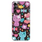 Senada Samsung Galaxy A24 İle Uyumlu Kılıf Silikon Desenli Resimli Uv Kapak Pembe Kedi,Color184