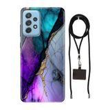 Senada Samsung Galaxy A52 ile Uyumlu Kılıf Altın Tozu Silikon İpli Boyun Askı Aparatı