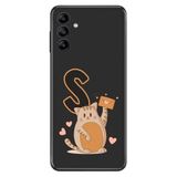 Senada Samsung Galaxy A54 ile Uyumlu Kılıf Resimli Desenli Silikon Kedili S Harfi