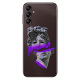 Senada Samsung Galaxy A54 İle Uyumlu Kılıf Silikon Desenli Resimli Uv Kapak Mor Heykel