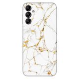 Senada Samsung Galaxy A54 İle Uyumlu Kılıf Silikon Desenli Resimli Uv Kapak Sarı Beyaz Mermer