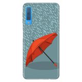 Senada Samsung Galaxy A7 2018 İle Uyumlu Kılıf Desenli Baskılı Silikon Kırmızı Şemsiye