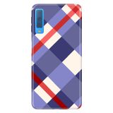 Senada Samsung Galaxy A7 2018 İle Uyumlu Kılıf Desenli Baskılı Silikon Mavi Ekose
