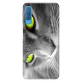 Senada Samsung Galaxy A7 2018 İle Uyumlu Kılıf Desenli Baskılı Silikon Sarı Göz Kedi